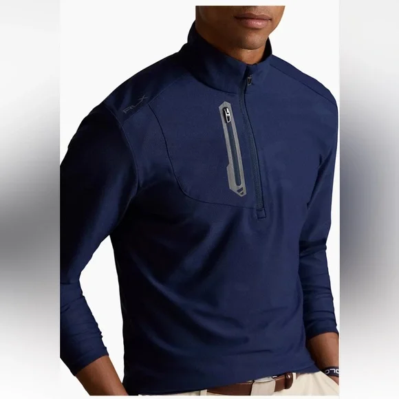 NWT RLX Ralph Lauren Knit Jacquard French Navy Camo Mens Golf Half Zip - Picture 4 of 8